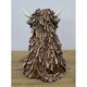 image 5 of Highland Cow Twig Sitting Ornament 18cm Brown