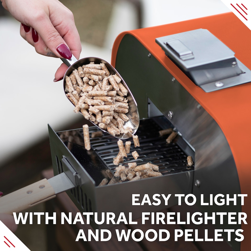 image 1 of George Foreman 12'' Deep Orange Wood Pellet Pizza Oven with Paddle & Carry bag GFWPPO1ORPC