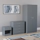 image 1 of Vida Designs Riano 3 Piece Bedroom Set (1 Drawer Bedside Chest, 4 Drawer Chest, 2 Door Wardrobe), Grey (4)