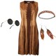 image 7 of Womens Fancy Dress Costume - Hippie Waistcoat and Accessories | Brown | brown | 2XL | 1