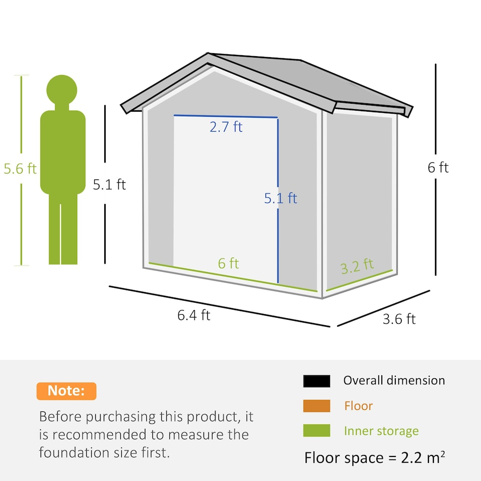 image 1 of Outsunny 6.5x3.5ft Metal Garden Shed for Garden and Outdoor Storage, Grey
