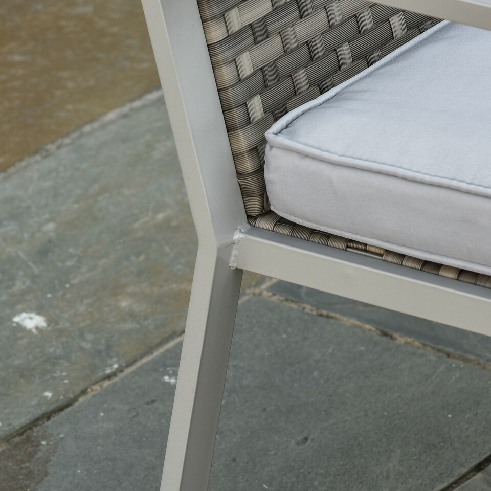 image 1 of Outsunny 4PC Rattan Garden Furniture Set 2 Single Sofa Arm Chairs 1 Bench with Cushions & Coffee Table Patio Backyard Wicker Weave