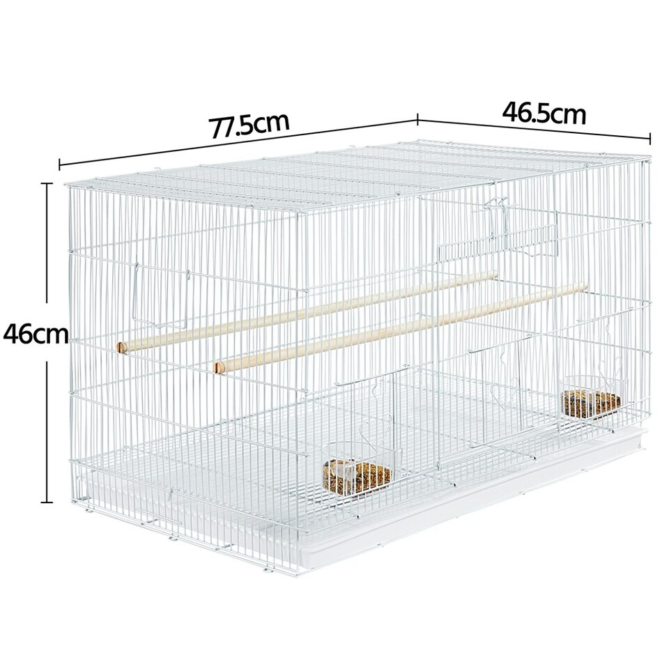 image 1 of Yaheetech 77.5 cm L x 46.5 cm W x 46 cm H Flight Cage w/ Slide-out Tray White