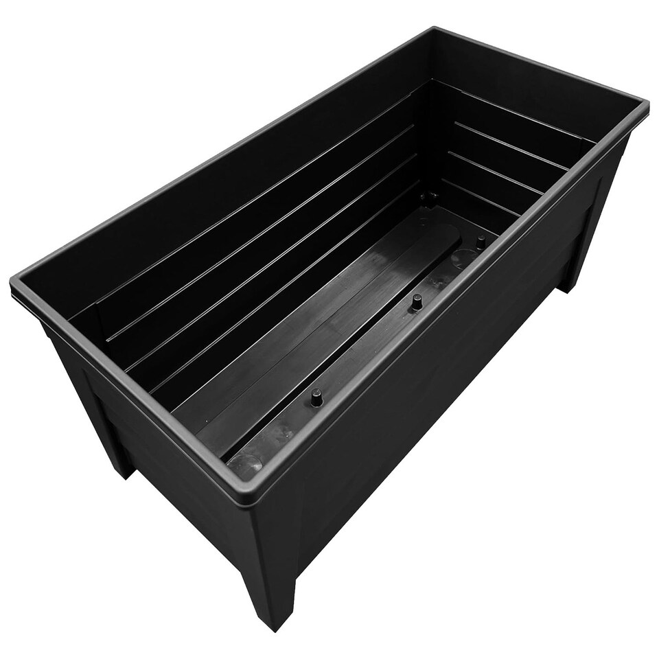image 1 of Set Of Black Grosvenor Planter Sets 2 Troughs & 2 Square Perfect For Home & Garden Use Black