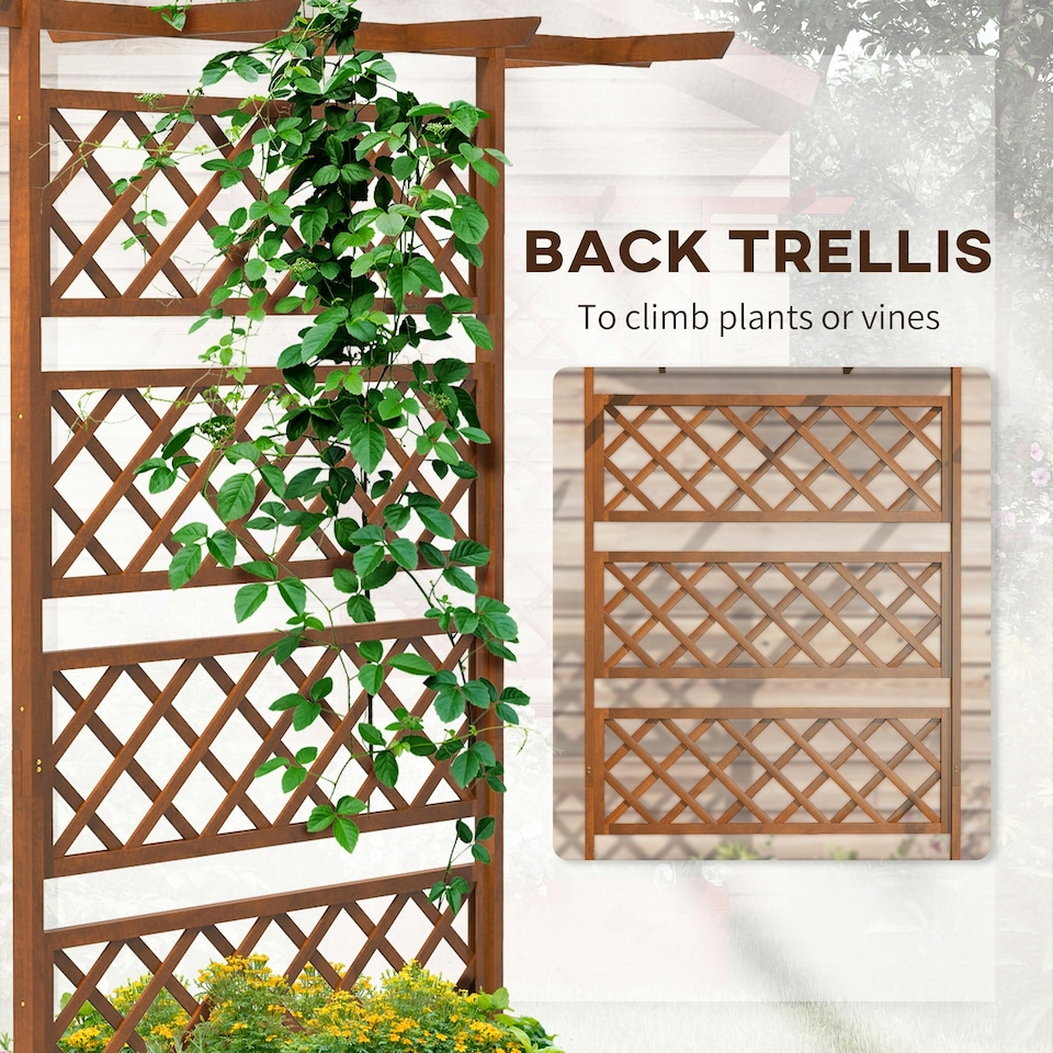 image 1 of Outsunny Wooden Trellis Planter, Raised Garden Bed for Climbing Plants, Natural