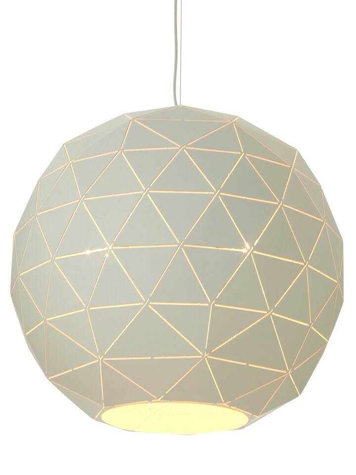 image 1 of Interiors by Premier Large White Geometric Pendant Light, Modern Ceiling Light With White Steel Shade, Durable Decorative Lighting