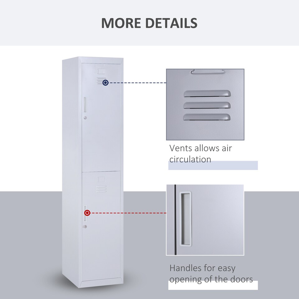 image 1 of Vinsetto Locker Cabinet Storage Cold Rolled Steel w  Shelves Vertical Cupboard Grey 38 x 46 x 180 cm