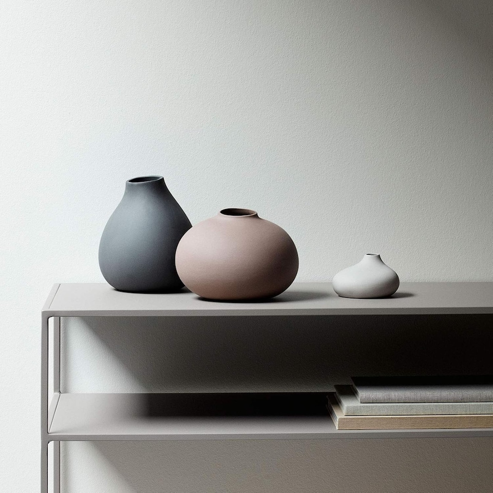 image 1 of Blomus Nona Set of 3 Porcelain Vases - Bark, Micro Chip