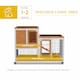 image 4 of PawHut Wooden Indoor Rabbit Hutch Elevated Bunny Cage w/ Enclosed Run Wheel
