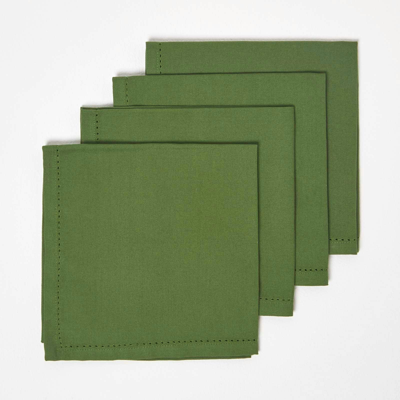 Homescapes Dark Olive Fabric 4 Napkins Set Green One Size 1