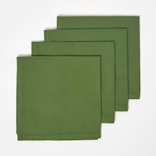 Homescapes Dark Olive Fabric 4 Napkins Set | Green | One Size | 1