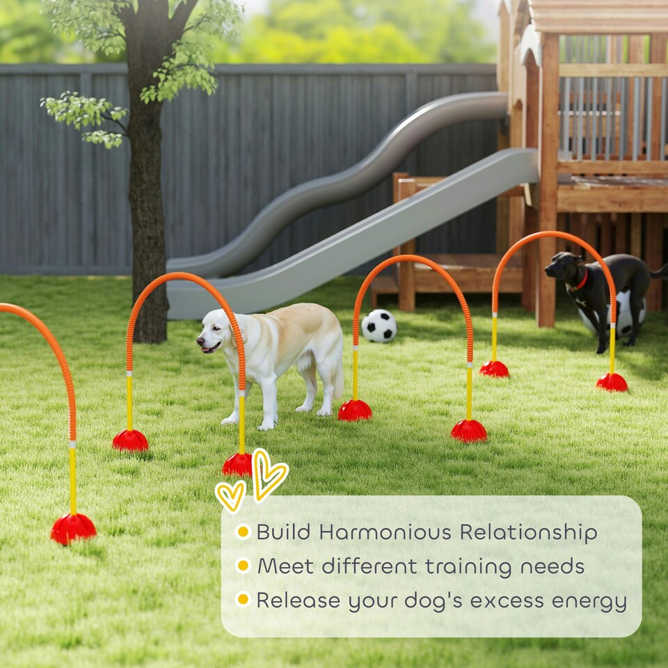 image 1 of PawHut 4-Piece Dog Agility Training Equipment with Bag, Orange