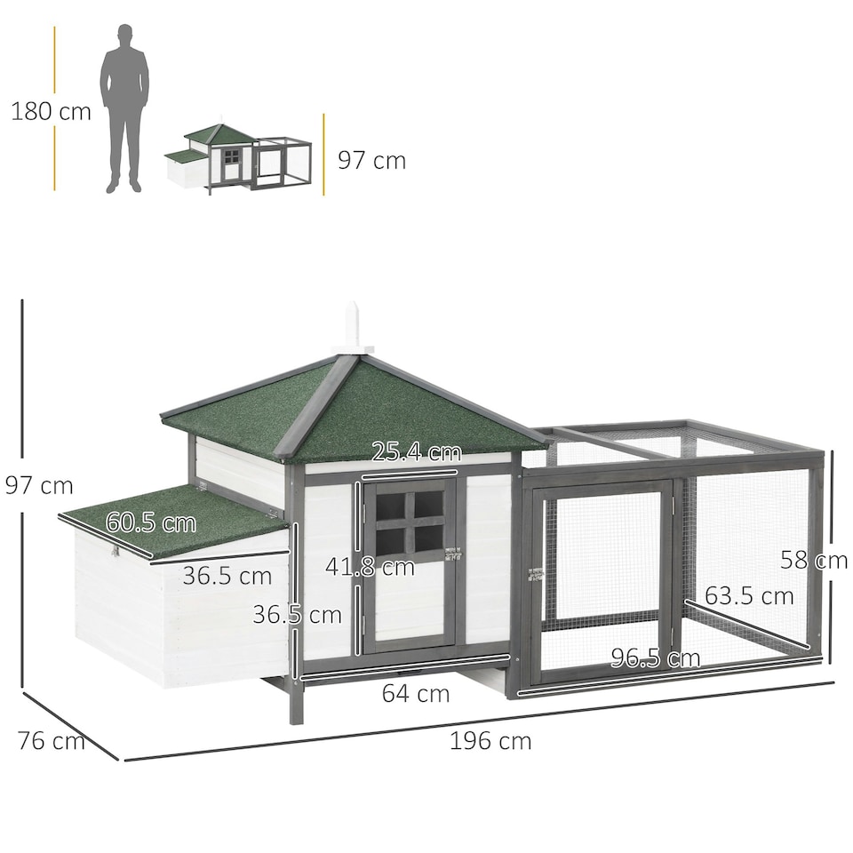 image 1 of PawHut Chicken Coop Hen Poultry House w/ Nesting Box Outdoor Run Patio Wooden