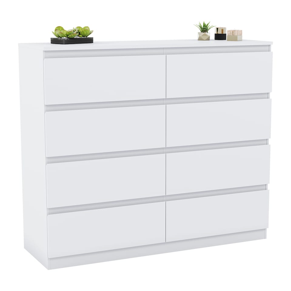 image 1 of Vida Designs Denver 8 Drawer Chest of Drawers Bedroom Storage, White