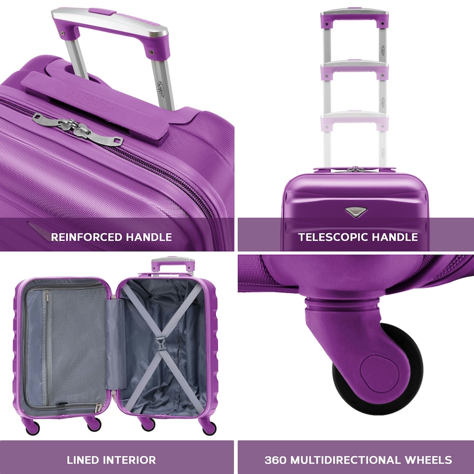image 1 of Flight Knight 29" Extra Large Suitcase – 20kg Capacity Hard Shell Check-In Luggage with 4 Wheels 100+ Airlines Approved: Ryanair, EasyJet, Jet2, Wizz Air, BA | Purple | Purple | Large