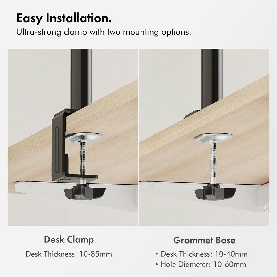 image 1 of VonHaus Adjustable Dual Monitor Stand for 13-32" Screens