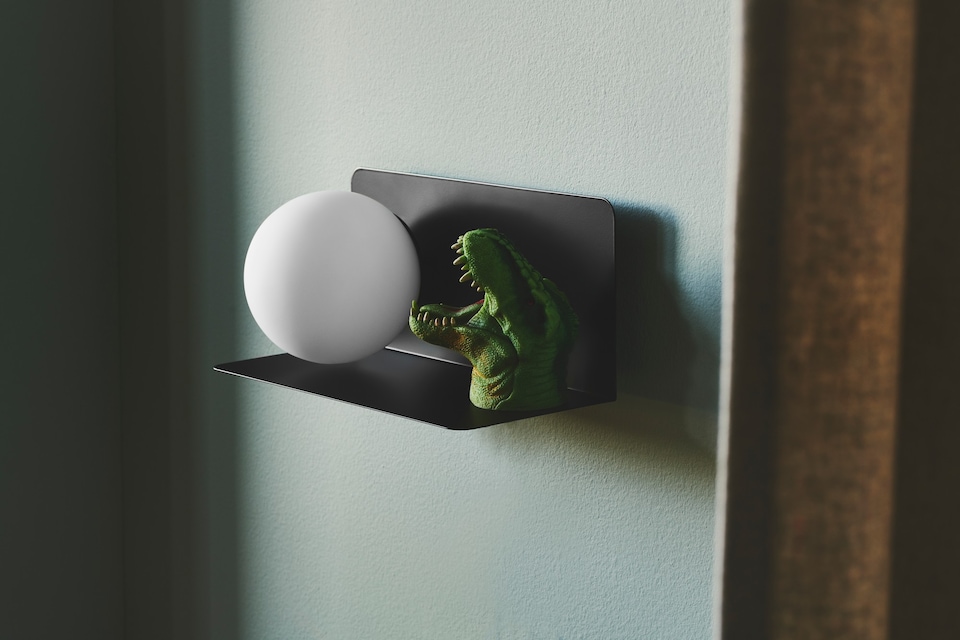 image 1 of Nordlux Lilibeth Indoor Wall Light Black Metal Sensor E14 Shelf - Plug In or Mains Powered , IP20 | Black | Black