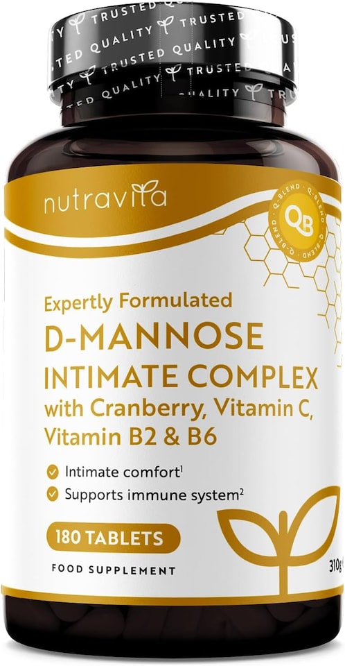image 1 of Nutravita D Mannose Complex with Vitamin C, Vitamin B6 and Cranberry Fruit Extract - Support Normal Function of Immune System - 180 Tablets
