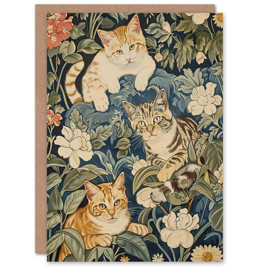 image 1 of Kittens Flowers Animal Lover Him Her Birthday Card