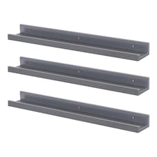 Harbour Housewares 6x Floating Picture Ledge Wall Shelves - Grey - Photo Gallery Bookshelf Wall Shelves Floating Shelf 57cm