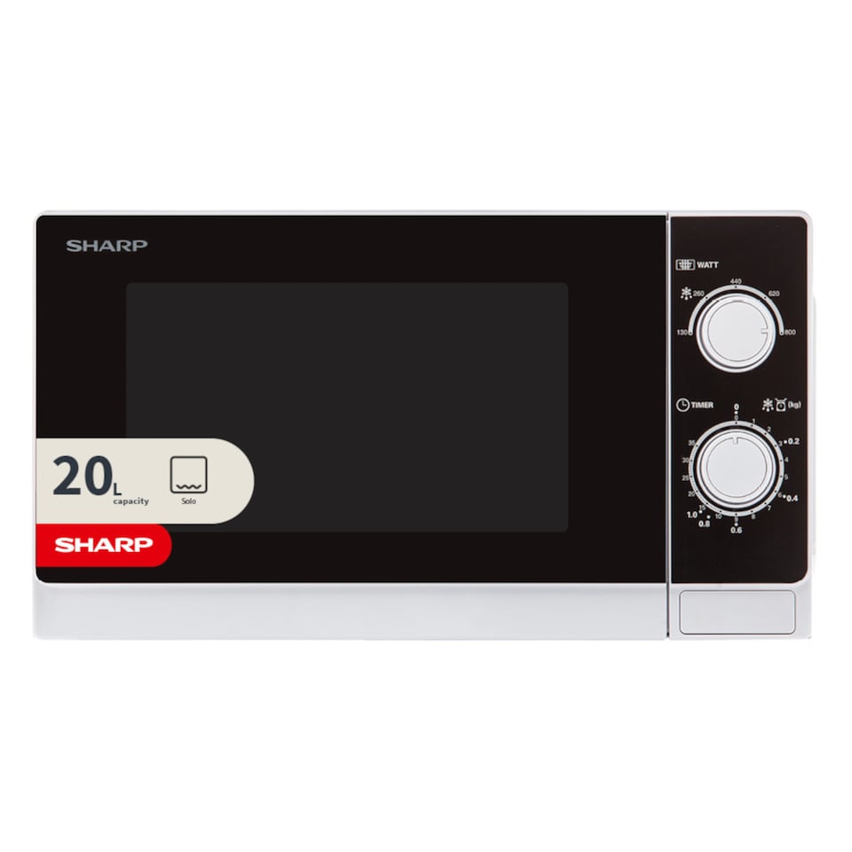 image 1 of Sharp 20L White 800W Manual Microwave with Defrost & 5 Power Levels