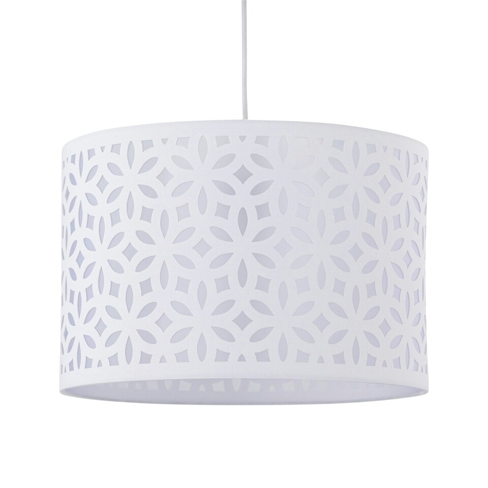 image 1 of First Choice Lighting Set of 2 White Laser Cut 33cm Pendant Lightshades White