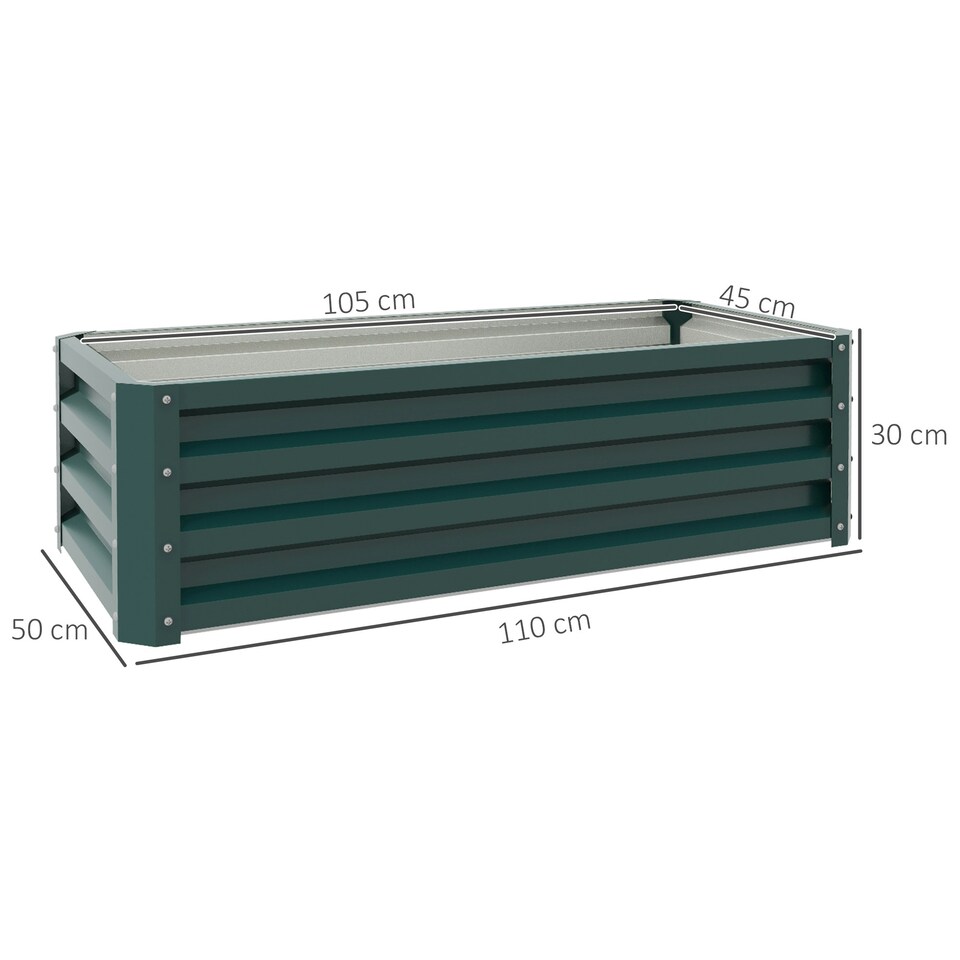 image 1 of Outsunny Set of 2 Raised Garden Bed Galvanised Planter Box, Green
