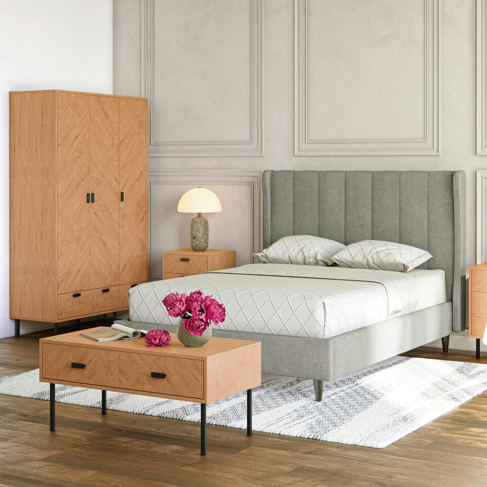 image 1 of Amelia 4ft 6in Velvet Bed Grey | Dark Grey