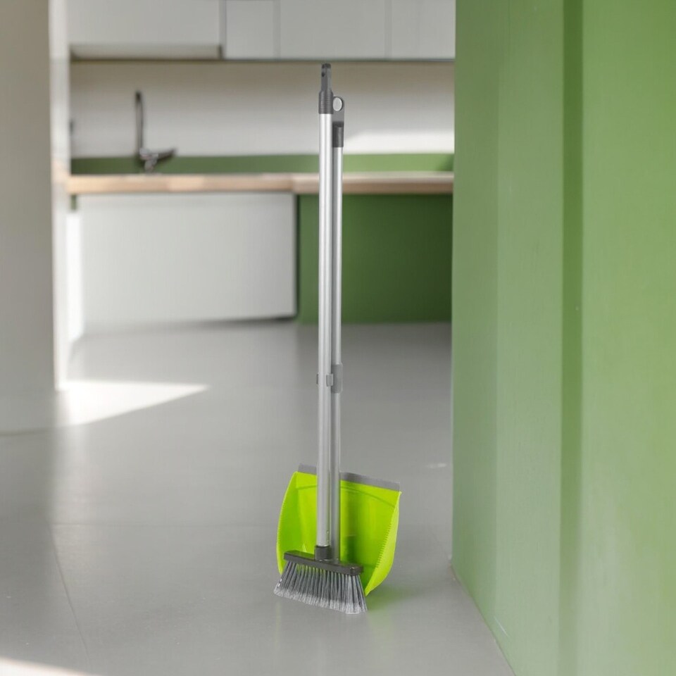 image 1 of Long Handled Dustpan & Soft Brush Set - 4 Colours | Green | 1