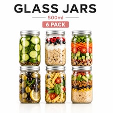 Mason Airtight Glass Preserving Jars with Lids, 490ml | Clear | Clear | 500ml - 6 Pack | 6