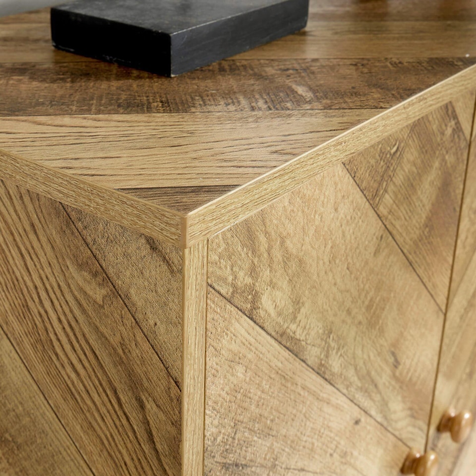 image 1 of Sideboard 2 Doors Natural Storage Cupboard Cabinet Home Living Room Furniture