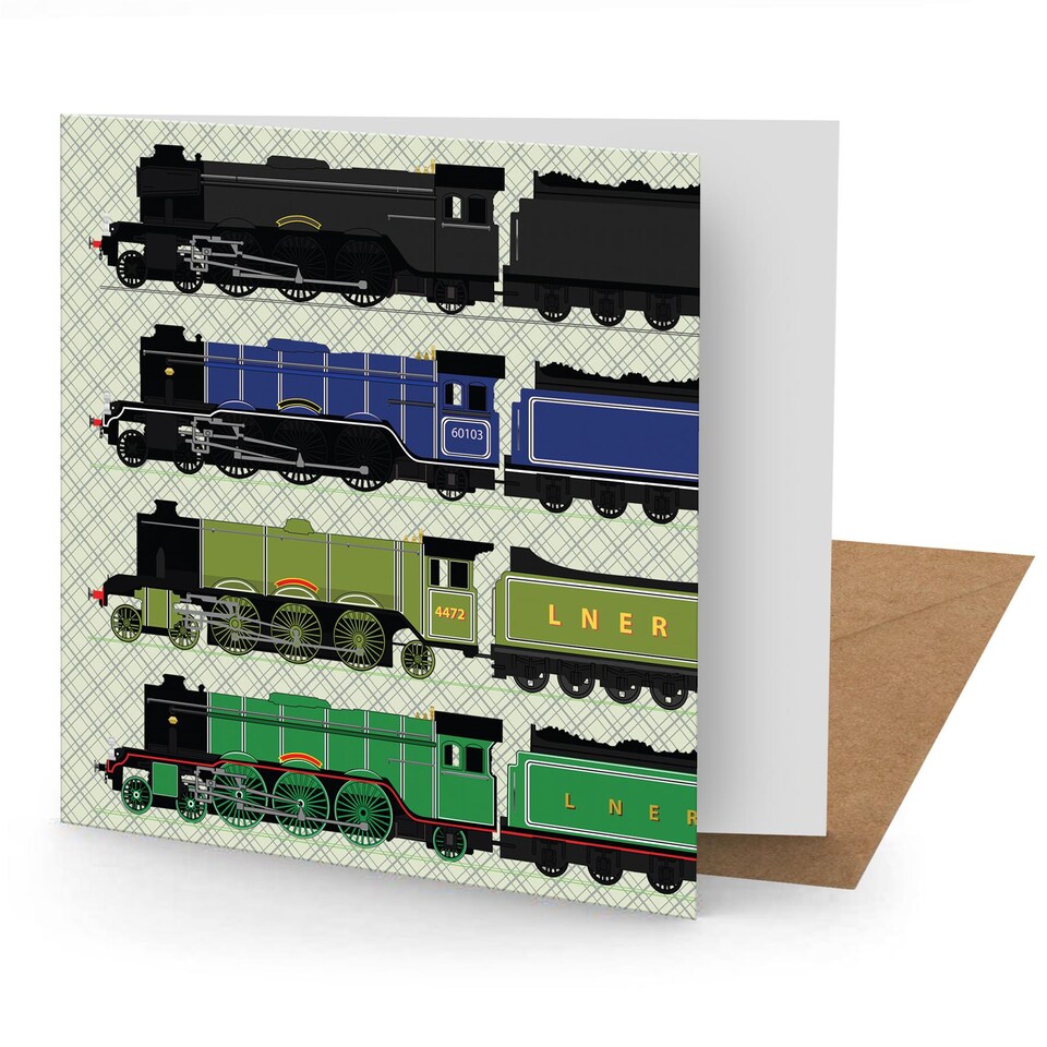 Flying Scotsman Greetings Card Suitable for Birthdays, Thank You, Any Occasion, 15 x 15 cms, Multi-Coloured