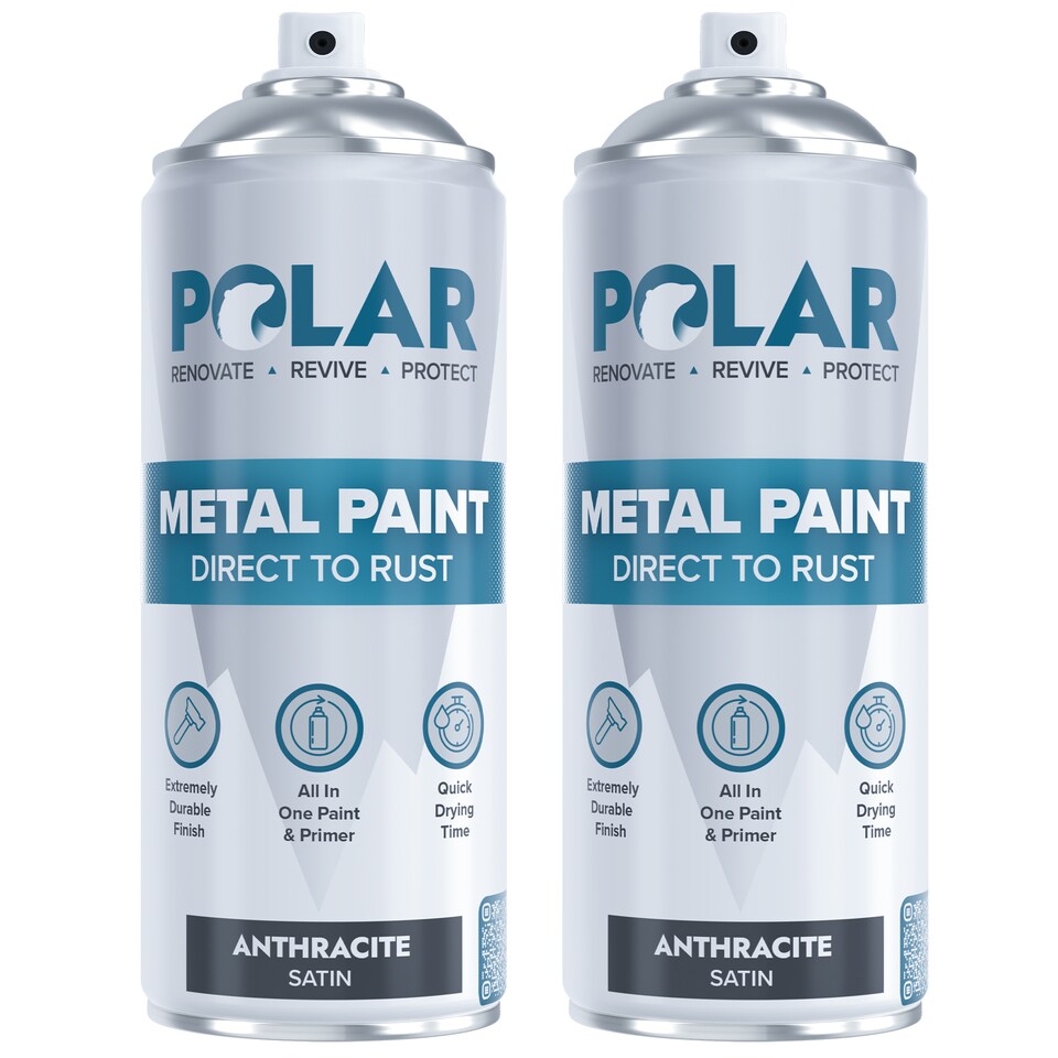 image 1 of Polar Metal Paint Direct to Rust All In One Primer Spray Satin | Grey | Satin Anthracite | 400 ml | 2