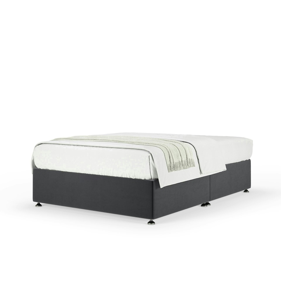 image 1 of Neptune Spring Graphite Plush Velvet Divan Set Small Single