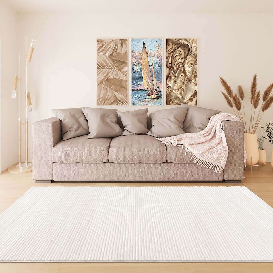 image 1 of RUGLENZA HOME - INTERNO AREA RUG - 12 MM - CREAM LINES - 160 x 230 CM