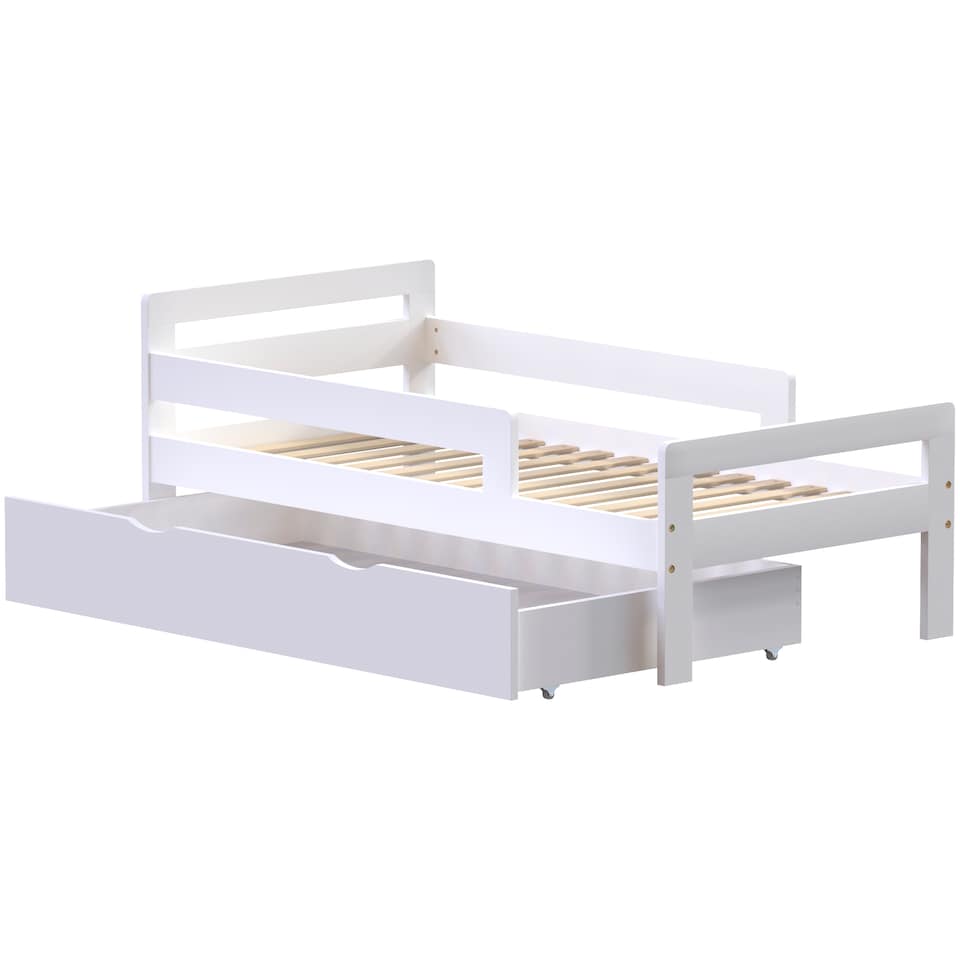 image 1 of Junior Vida Taurus Toddler Bed With Storage Drawer, White, 70 x 140cm