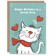 image 1 of White Scarf Drawing Love Hearts Cat Gran Her Birthday Card