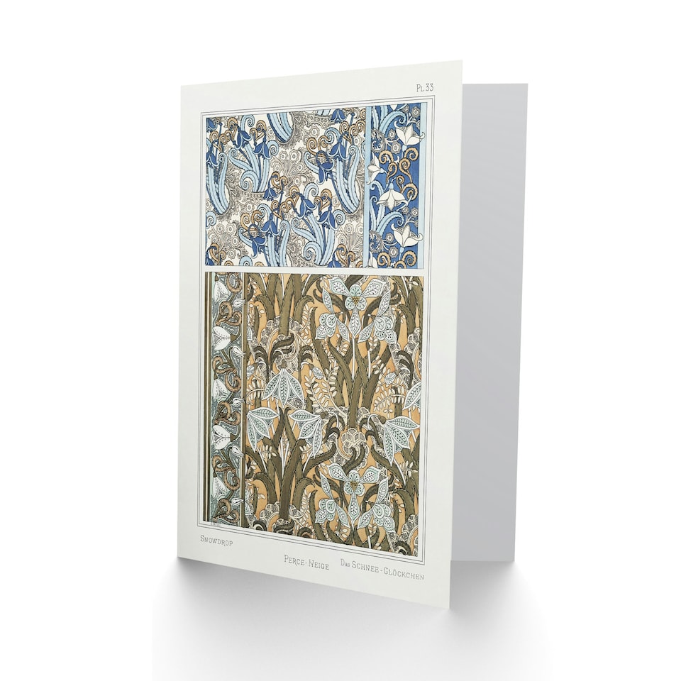 image 1 of Maurice Pillard Verneuil Art Card Snowdrops Art Nouveau Floral Patterns