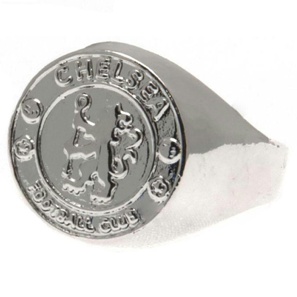 Chelsea FC Silver Plated Crest Ring - Silver - Large