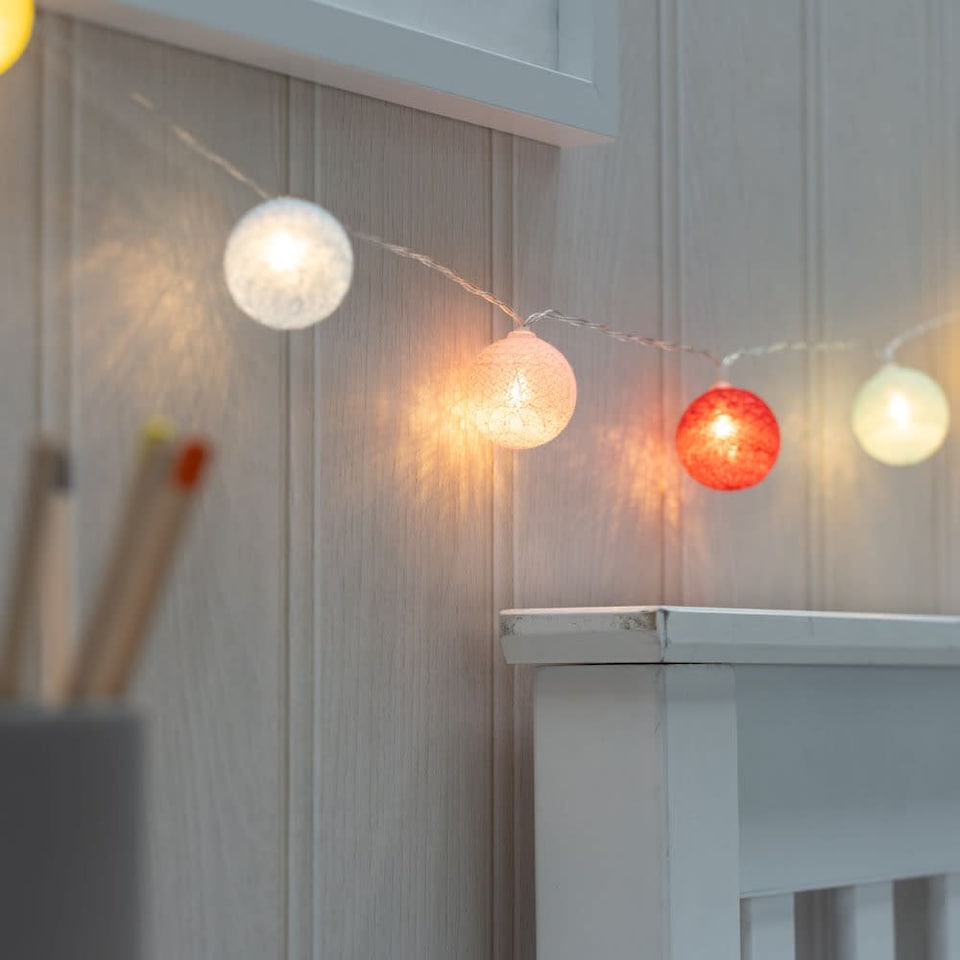 image 1 of ValueLights Set of 10 Kids Battery Powered Fairy String Lights with Cotton Balls