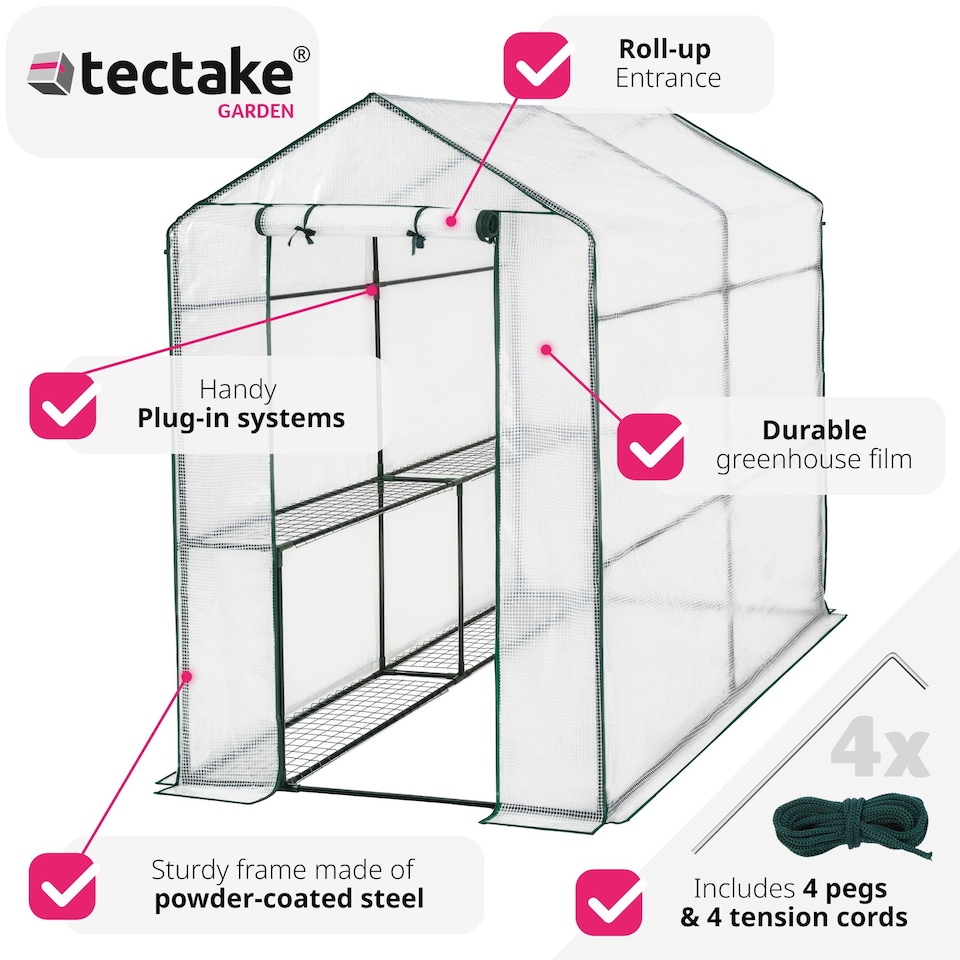 image 1 of Greenhouse - 4 shelf levels, tarpaulin cover, 186 x 120 x 190 cm