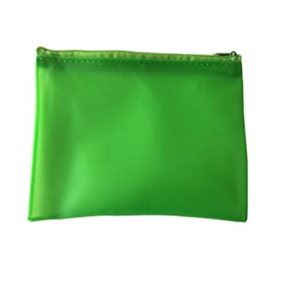 image 1 of 8x5" Frosted Green Pencil Case - See Through Exam Clear Translucent