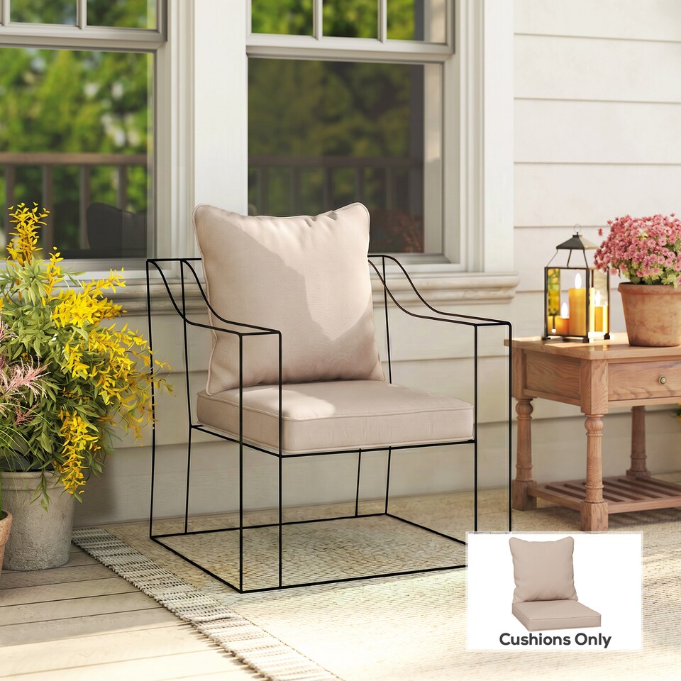 image 1 of Outsunny Cushion Set with Seat & Back Pad, CUSHION ONLY, Beige
