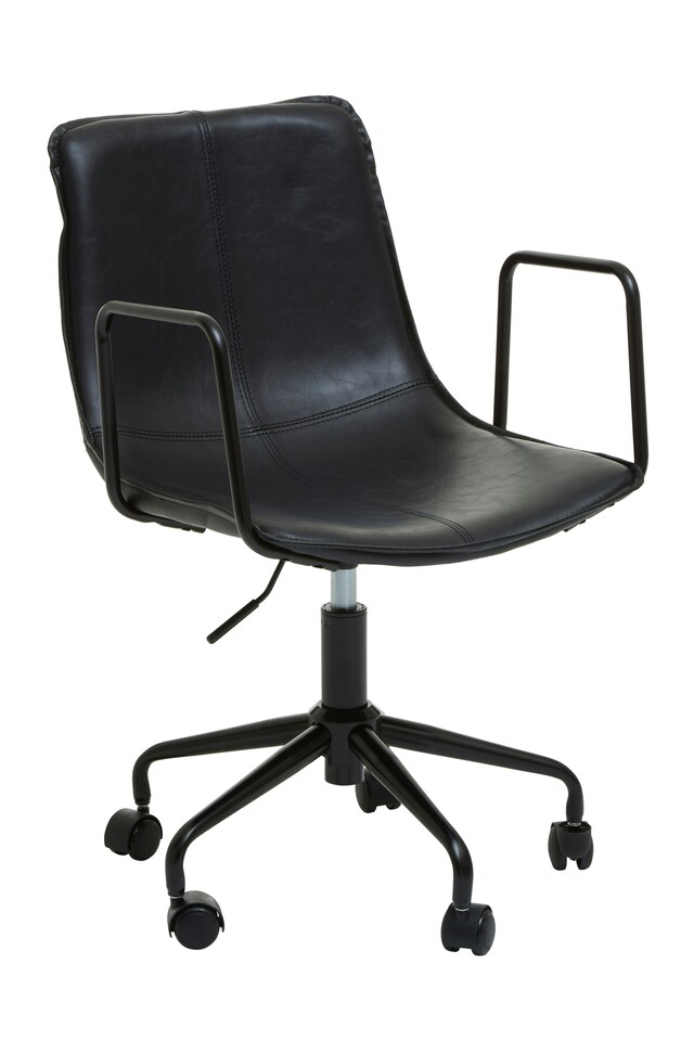 image 1 of Interiors by Premier Claw Base Black Leather Home Office Chair, Upholstered Seat Of Office Chair, Height Adjustable Swivel Chair