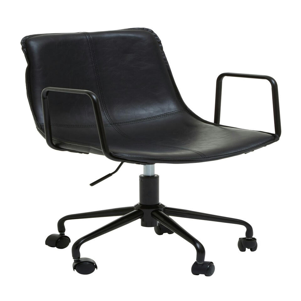 image 1 of Interiors by Premier Claw Base Black Leather Home Office Chair, Upholstered Seat Of Office Chair, Height Adjustable Swivel Chair