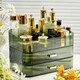 image 4 of Living and Home Desktop Makeup Cosmetic Organizer with Drawers - Dark Green