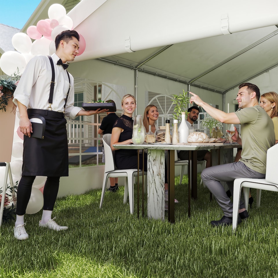 image 1 of Outsunny 6m Garden Gazebo Portable Carport Shelter w/ Removable Sidewalls&Doors