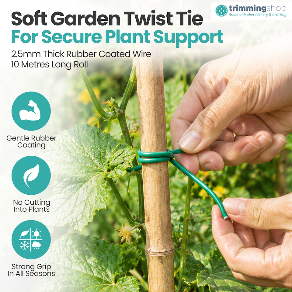 image 1 of 2.5mm Green Garden Soft Tie, Soft Twist Ties - 10 Metres