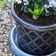 image 2 of Plastic Flowerpot with Saucer in Black & Silver x 2 | Black
