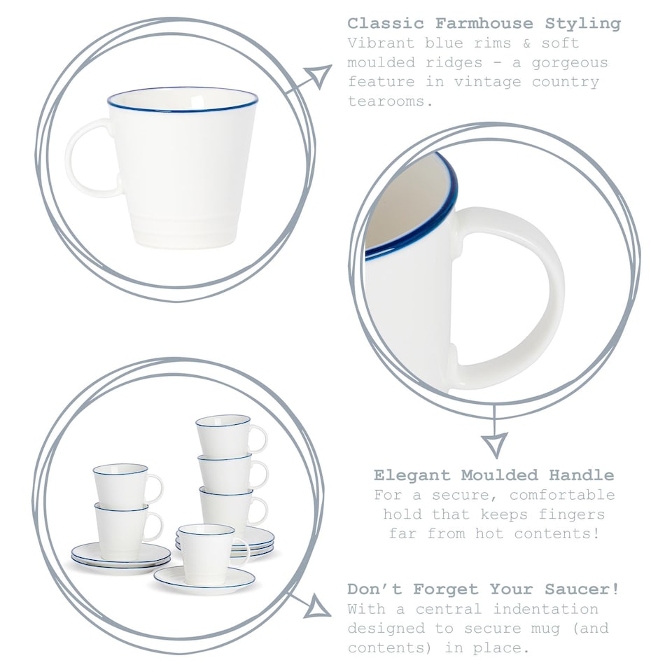 image 1 of Nicola Spring White Farmhouse Espresso Cups - 90ml - Pack of 6 | White | White